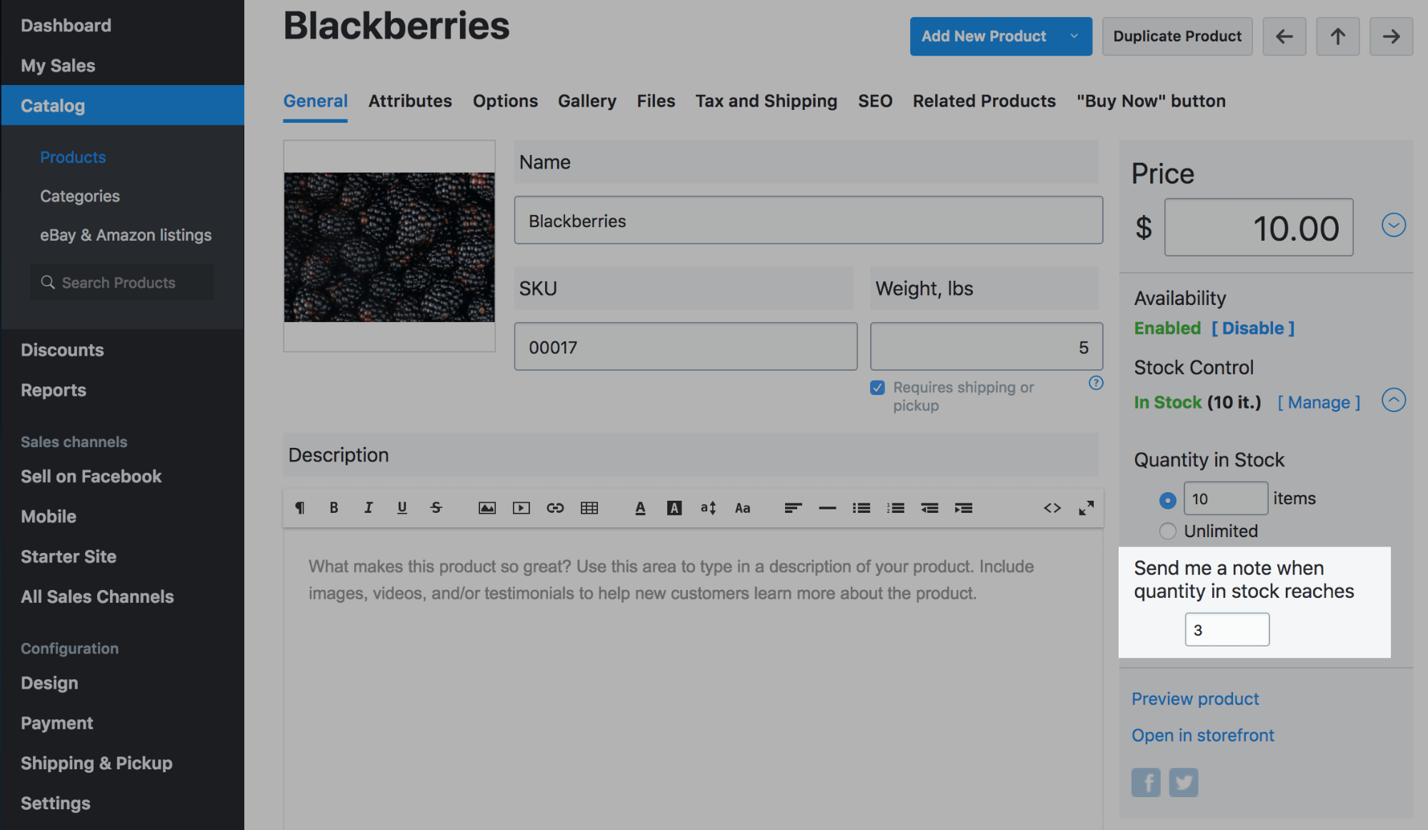 Low Stock mail notifications stock limit.png
