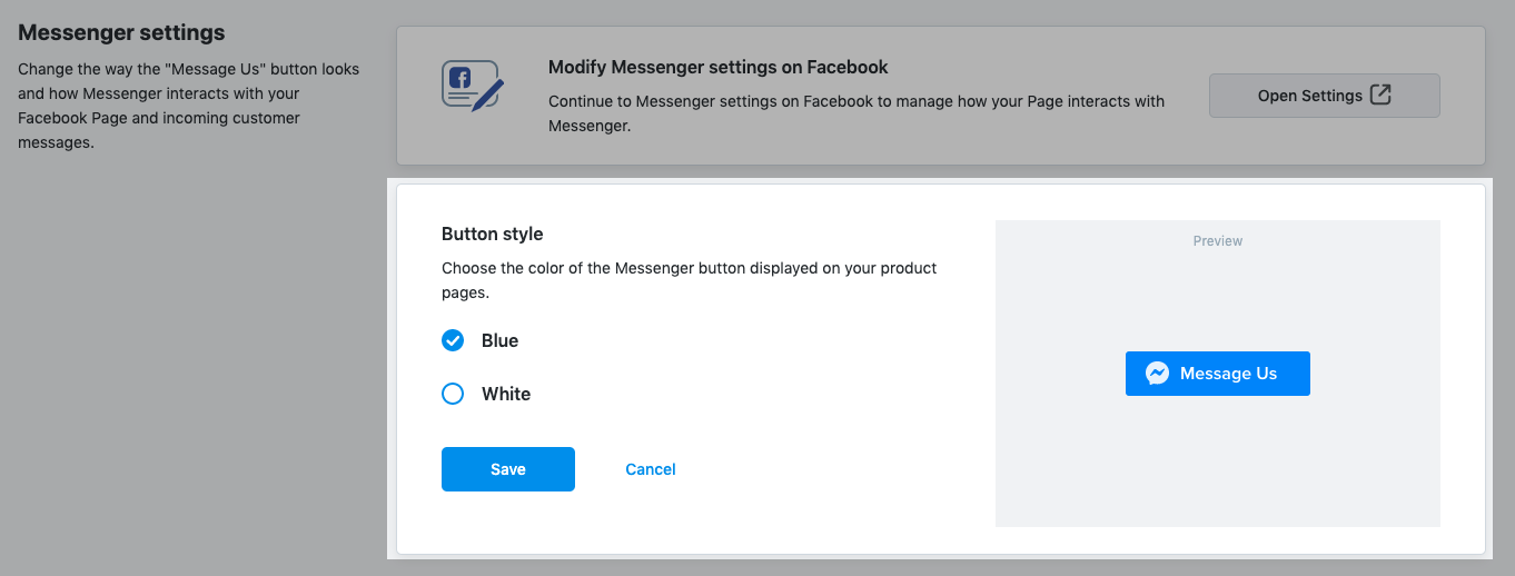 Botones de «Envíanos un mensaje»