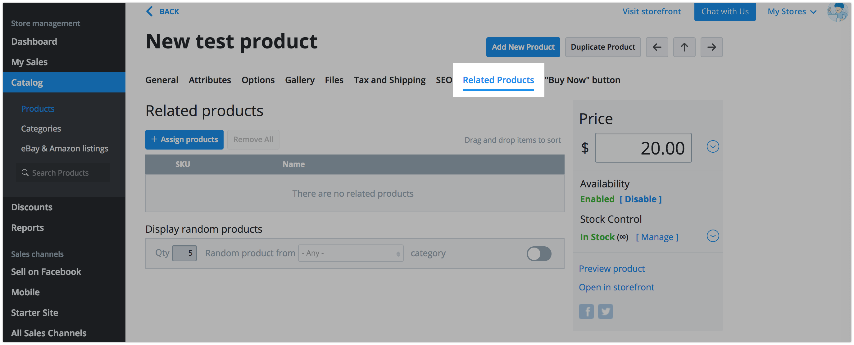 The related products tab