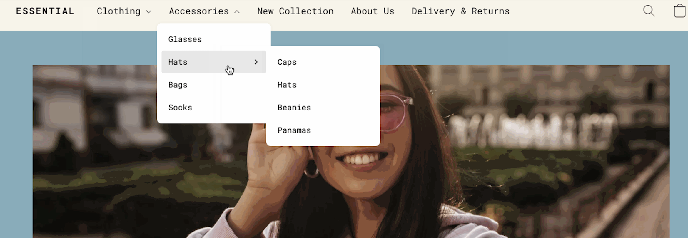 Dropdown menu for product categories on Instant Site.png