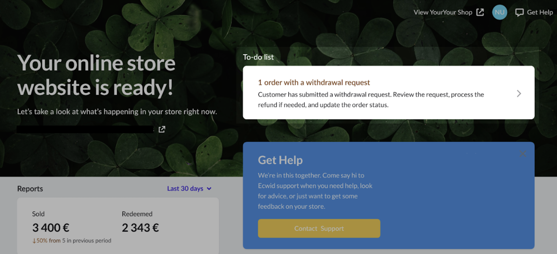 Dashboard page with a withdrawal request notification.png